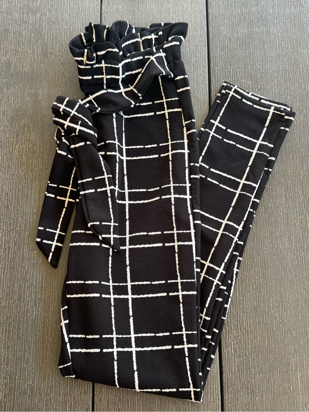 High-Rise Paperbag Waist Black Pants